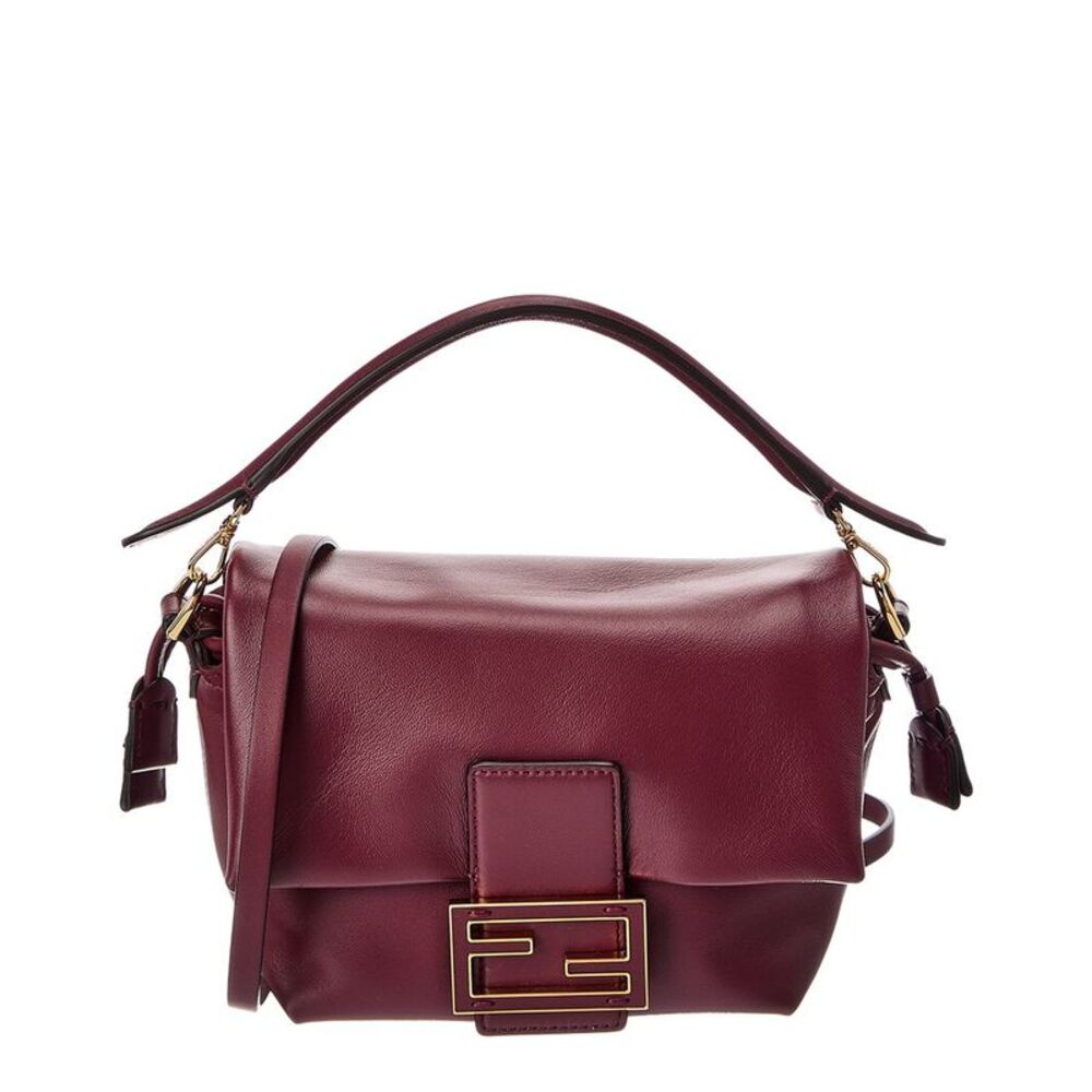 Fendi Mamma Baguette Small Leather Shoulder Bag, Red
